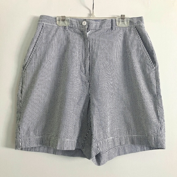Karen Scott Sport shorts charcoal gray and white stripe 100% cotton sz 10 - Picture 1 of 5